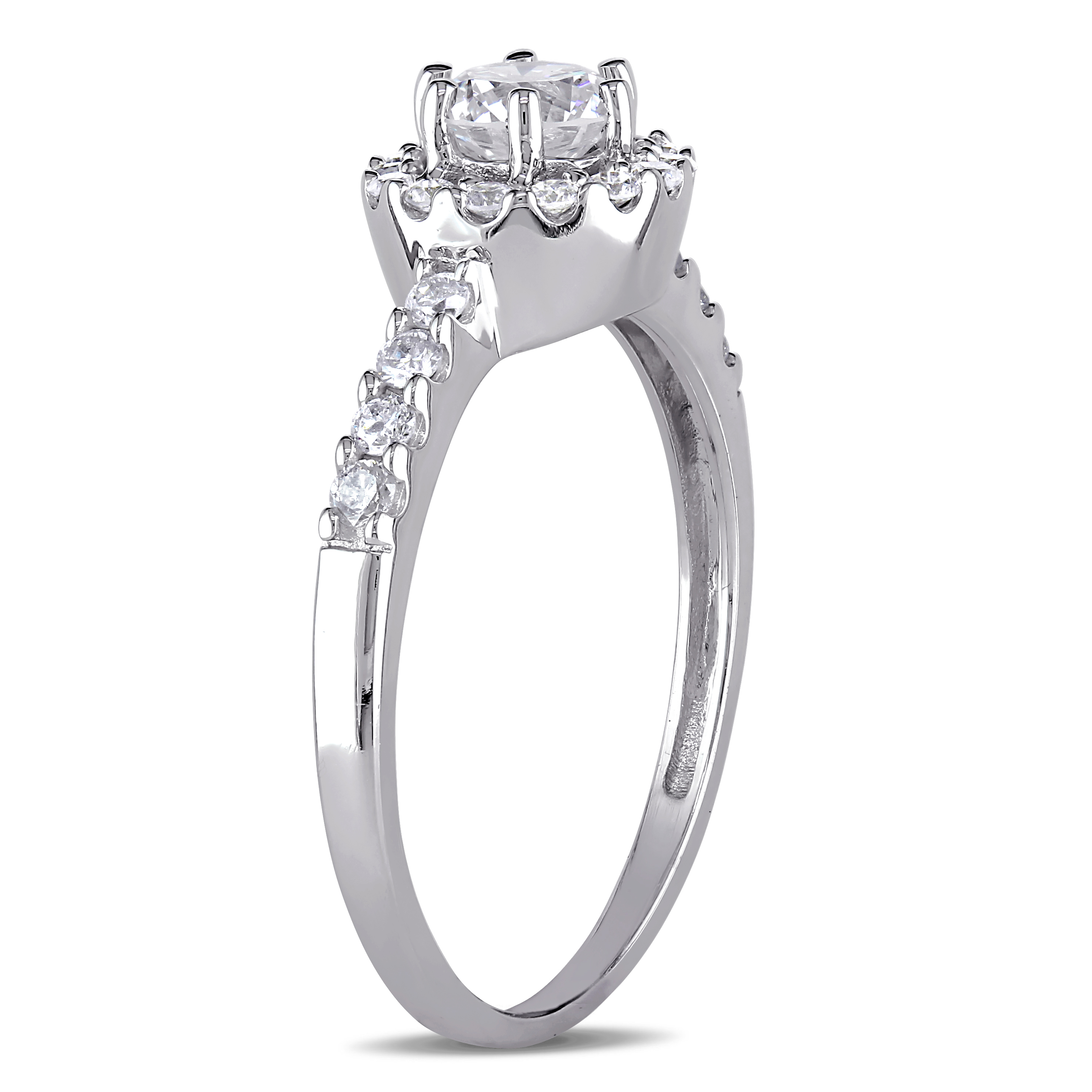 1 CT TW Diamond Halo Engagement Ring in 14k White Gold