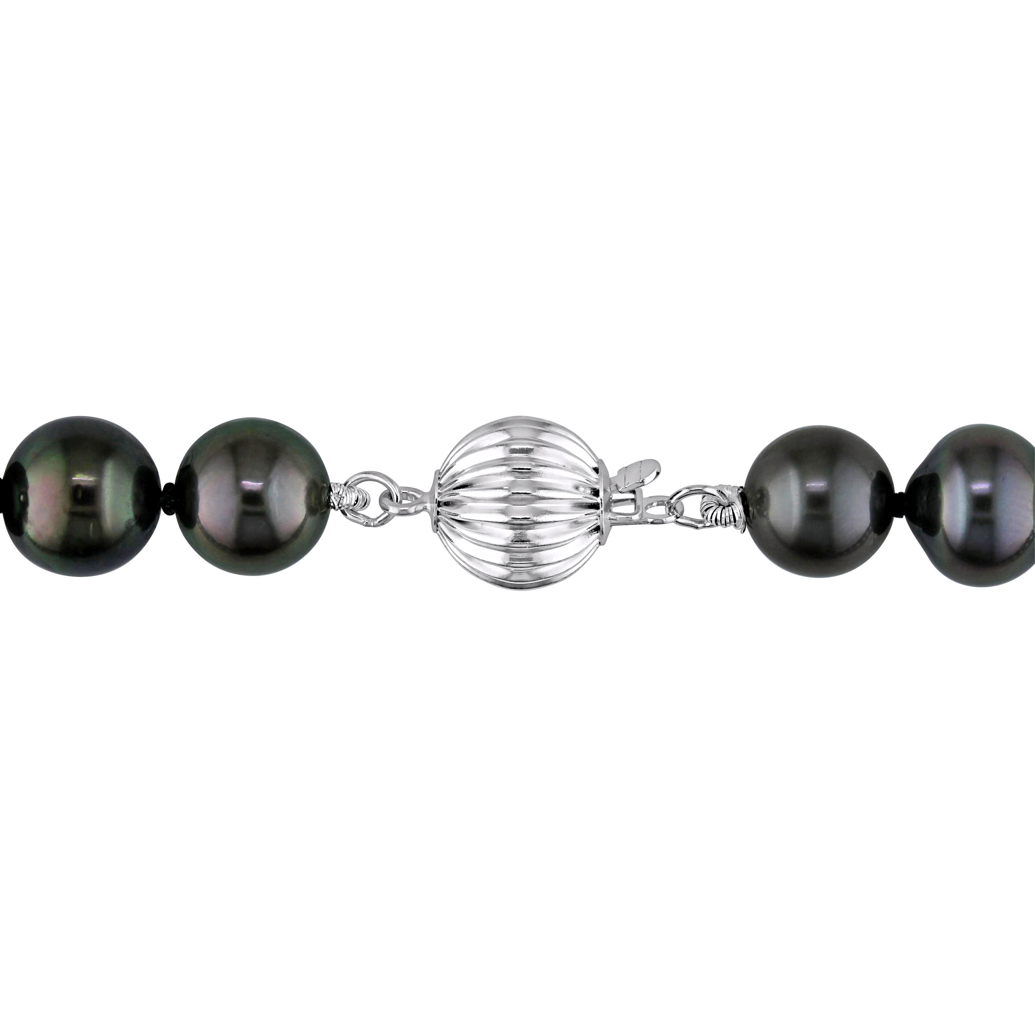 8-10MM Tahitian Cultured Pearl Necklace And Stud Earrings Set With 14K White Gold Clasp