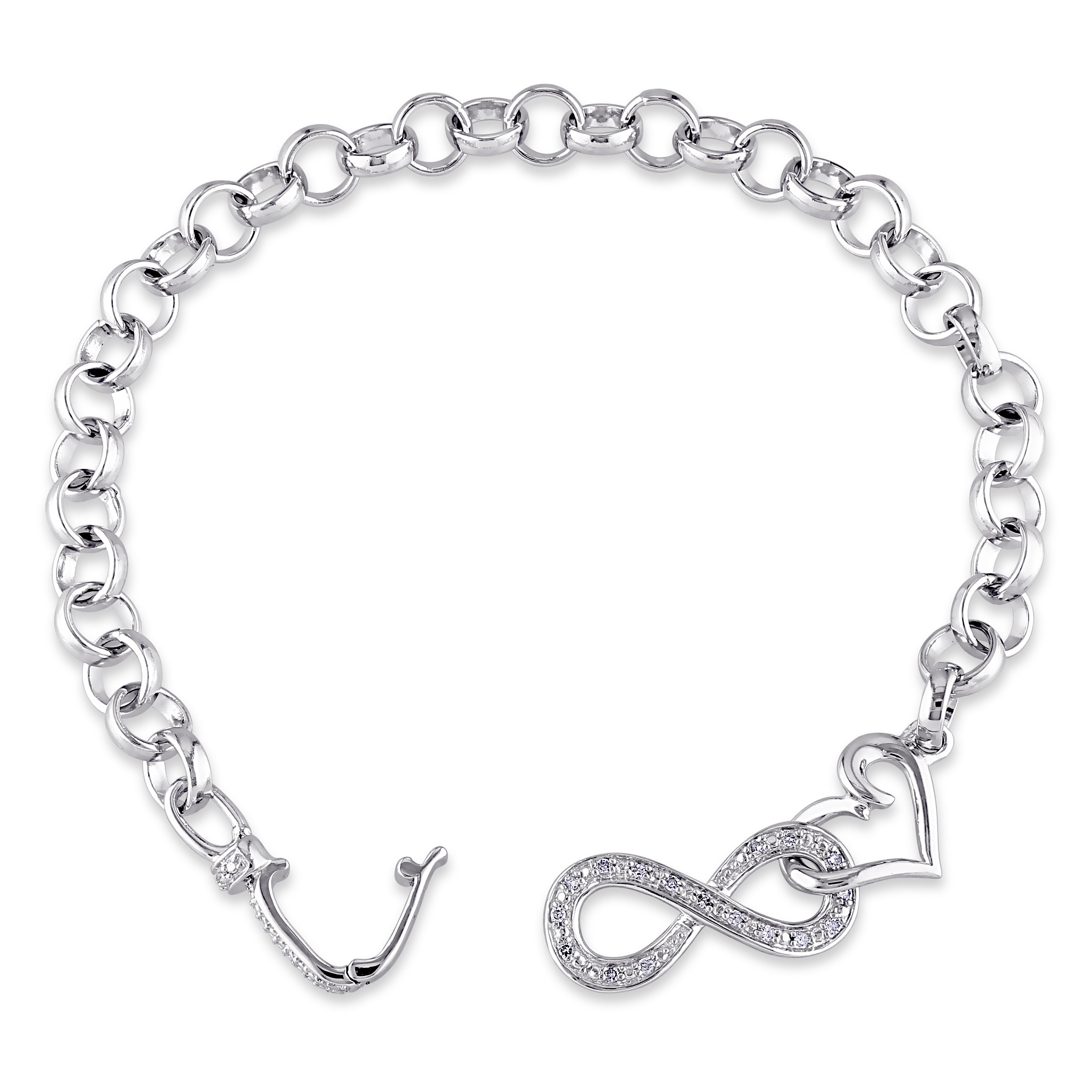 1/5 CT TW Diamond Heart Infinity Necklace and Bracelet Set in Sterling Silver - 18 in + 7.5 in