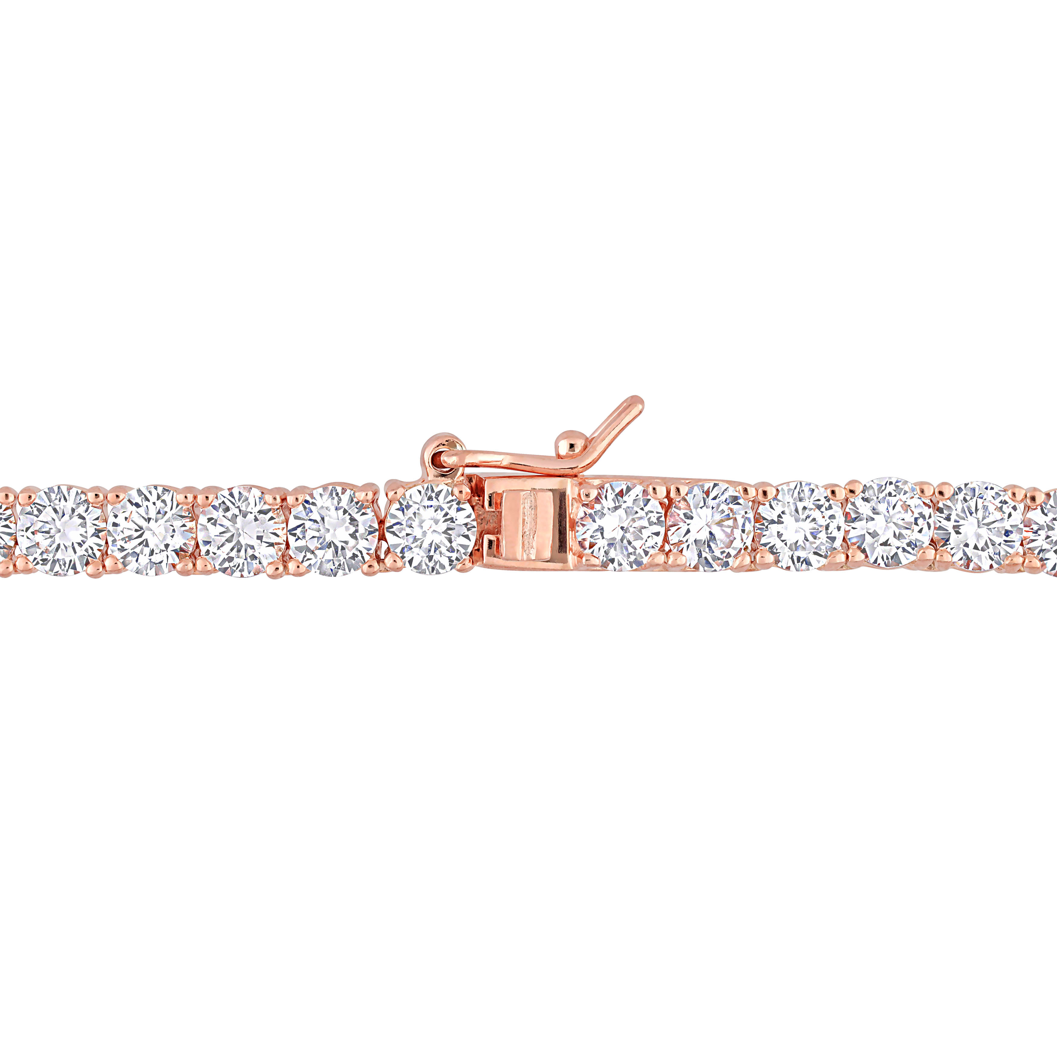 47 1/4 CT TGW Created White Sapphire Tennis Bracelet and Necklace Set in Rose Plated Sterling Silver