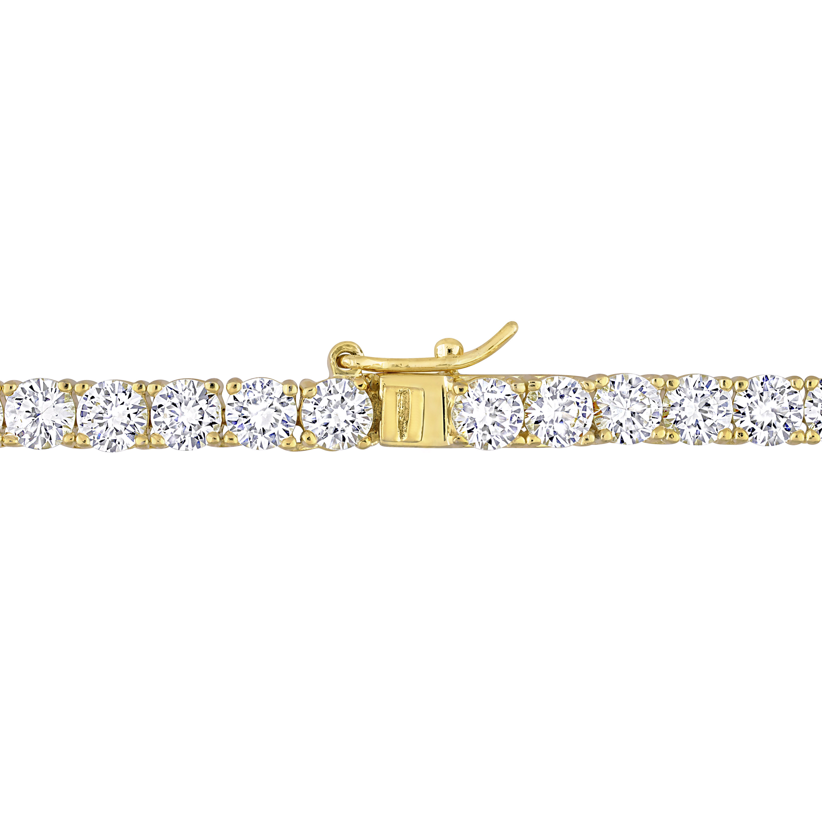 47 1/4 CT TGW Created White Sapphire Tennis Bracelet and Necklace Set in Yellow Plated Sterling Silver