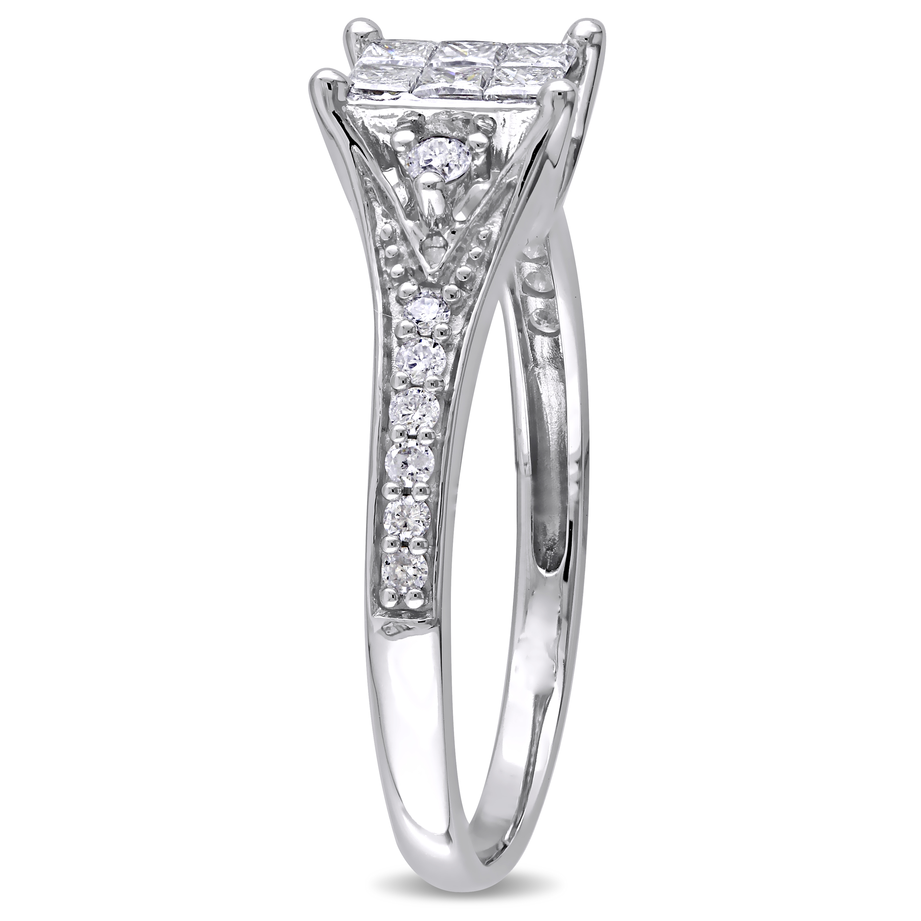 1/2 CT TW Princess Cut Diamond Engagement Ring in 10k White Gold