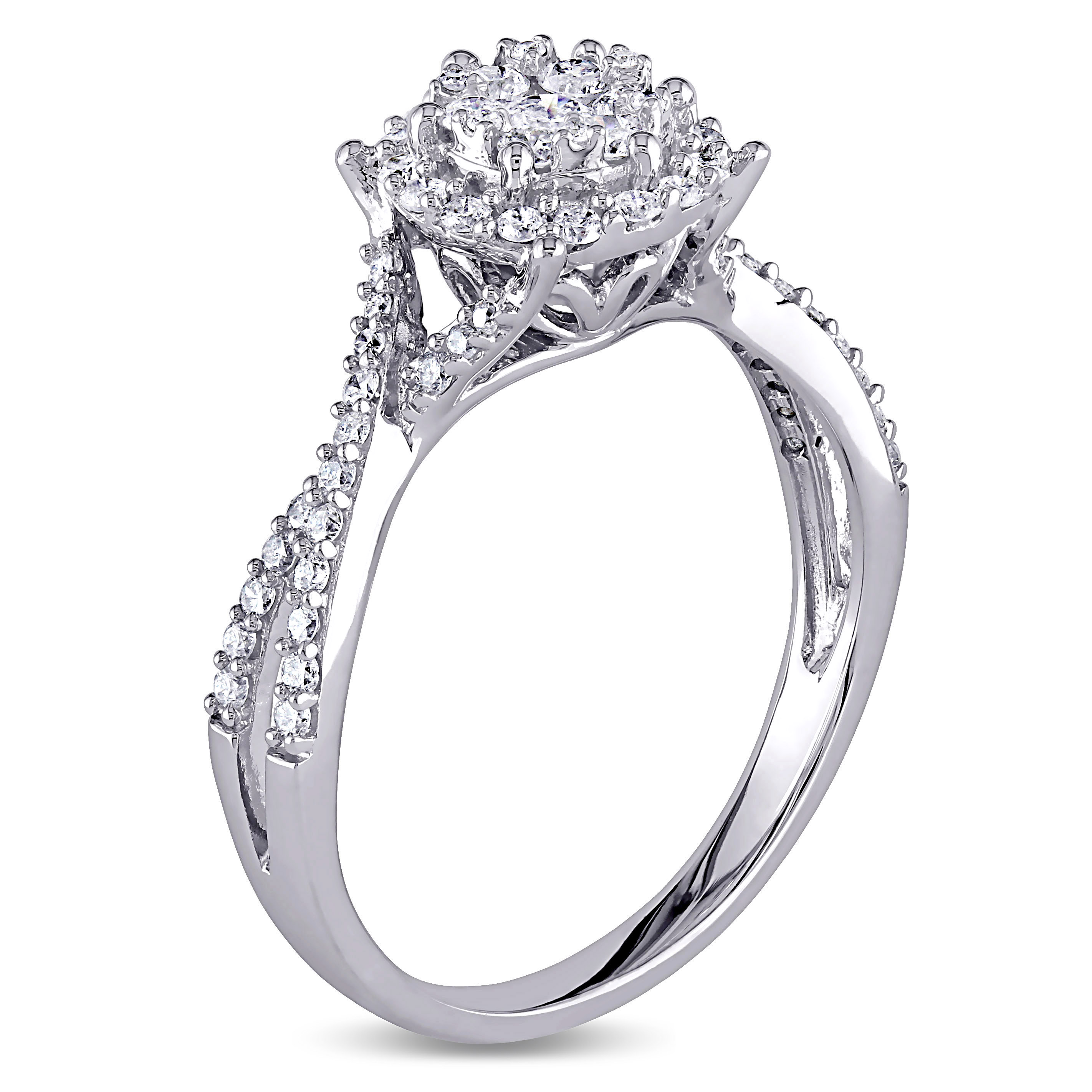 1/2 CT TW Halo Diamond Engagement Ring in 10k White Gold