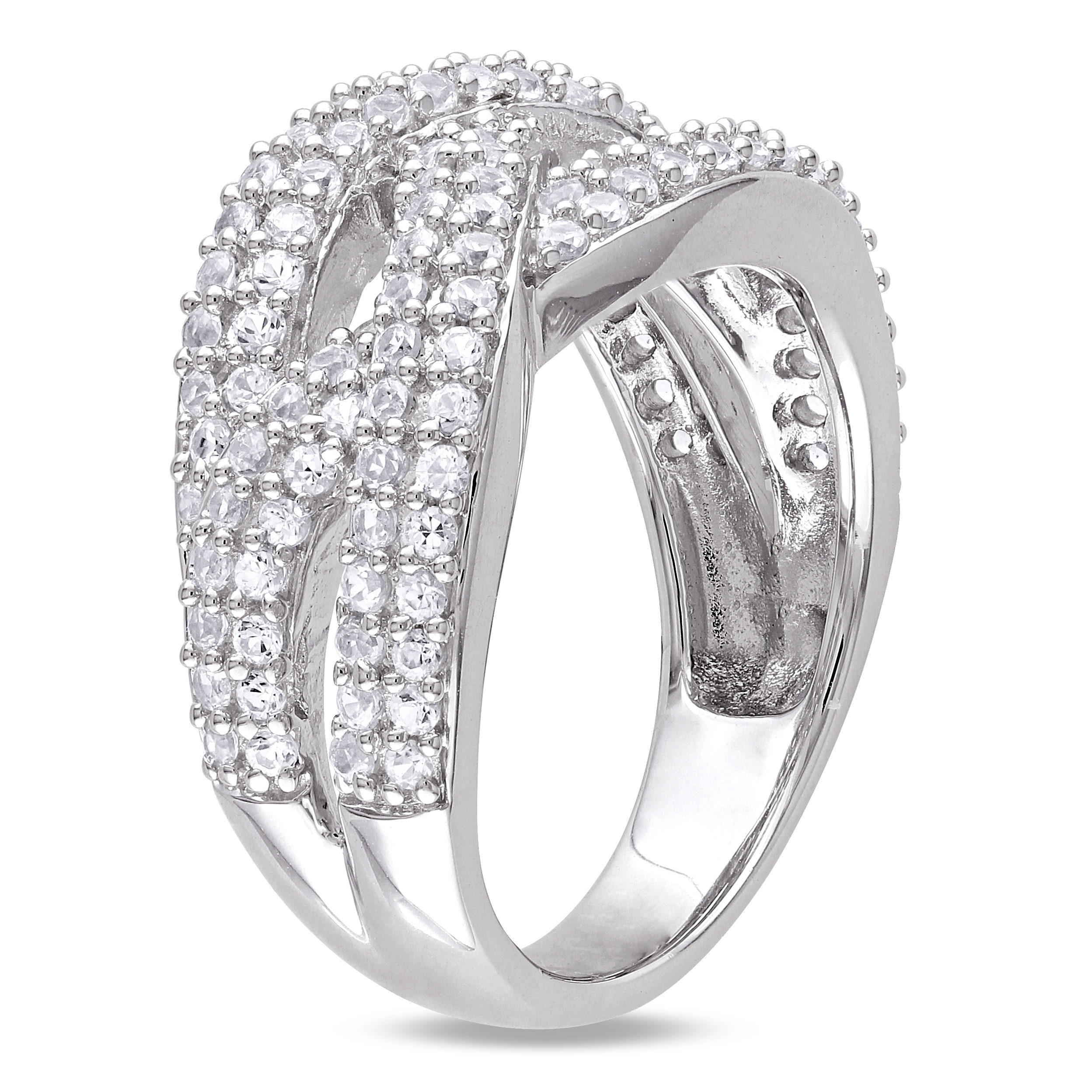 1 1/4 CT TGW Created White Sapphire Braided Ring in Sterling Silver