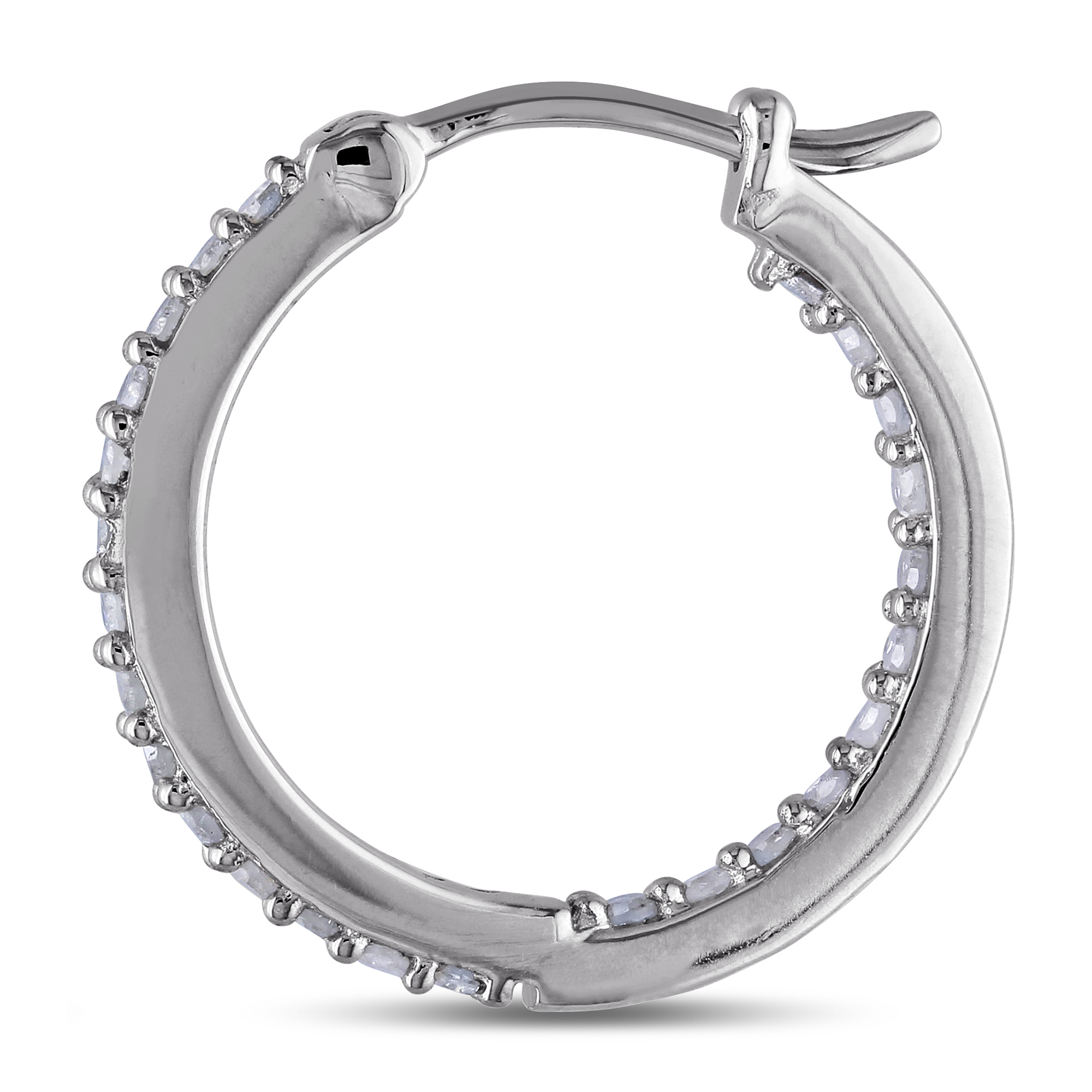 1/2 CT TW Diamond Inside Outside Hoop Earrings in Sterling Silver