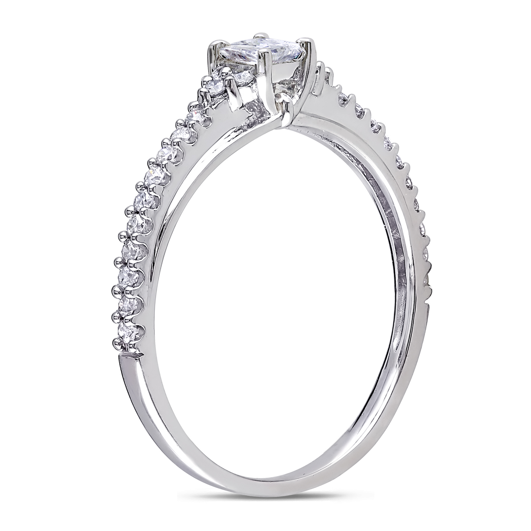 1/2 CT TW Princess Cut and Round Diamond Engagement Ring in 10k White Gold